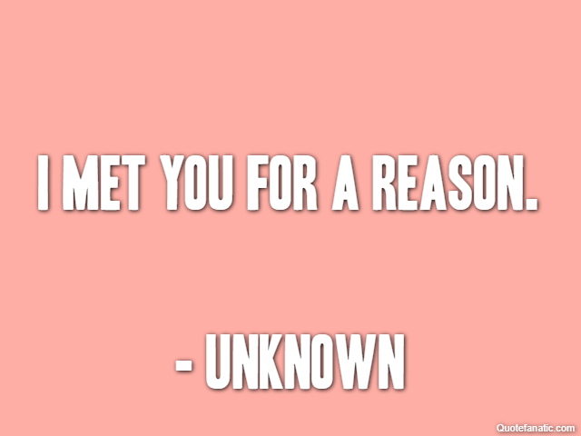 I met you for a reason. - Unknown