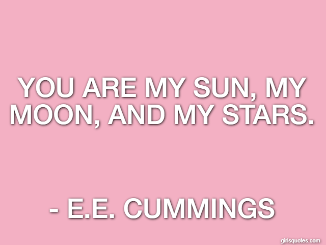 You are my sun, my moon, and my stars. - e.e. cummings