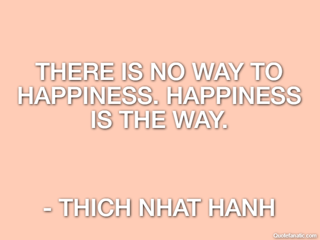 There is no way to happiness. Happiness is the way. - Thich Nhat Hanh