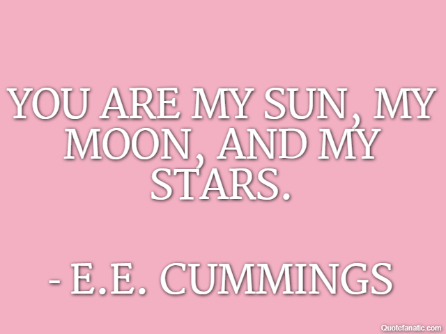 You are my sun, my moon, and my stars. - e.e. cummings